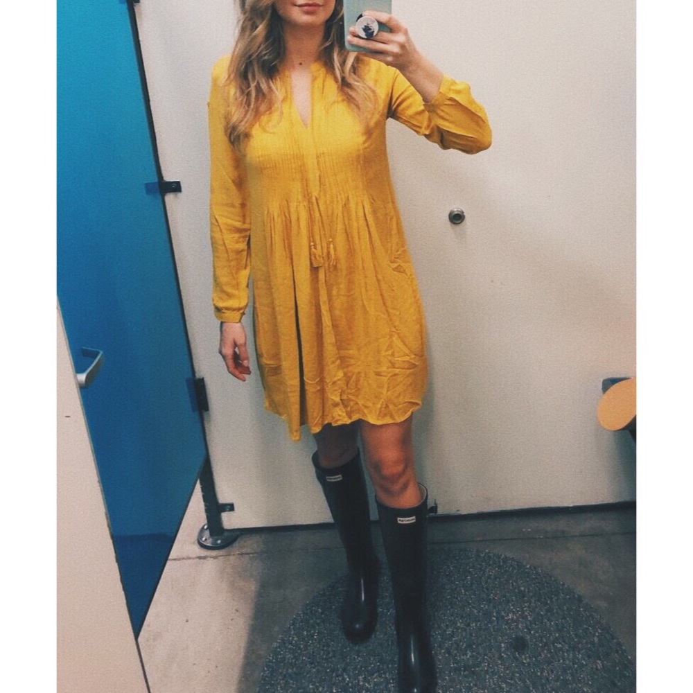 Old Navy Yellow Mustard Tassel Tunic Dress
